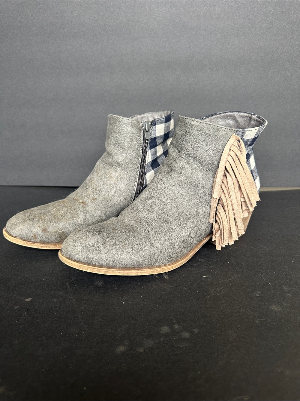 Navy checkered booties size 9 women’s